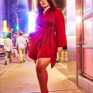 Elloquii red long sleeved dress